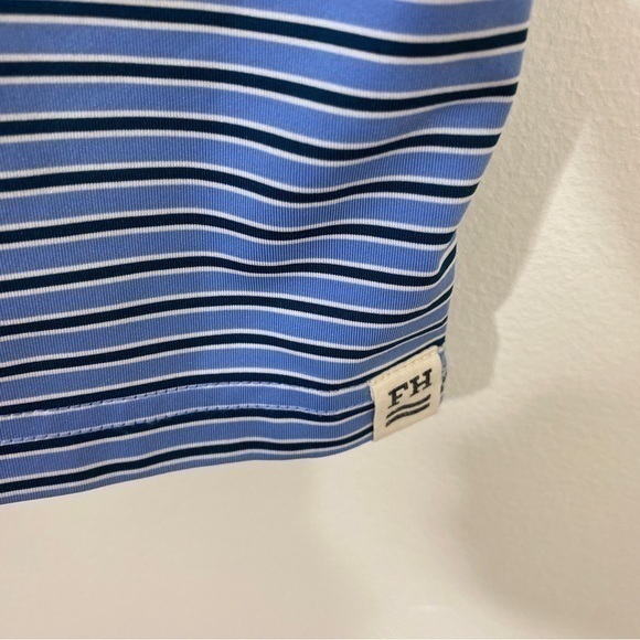 Fair‎ Harbor Mens XL Blue Striped Polo Shirt Performance Fabric Golf Casual - Picture 3 of 9